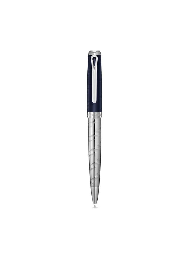 CERRUTI 1881 Ugo Stainless Steel Trims Twist Ballpoint Pen for Men, Blue Ink