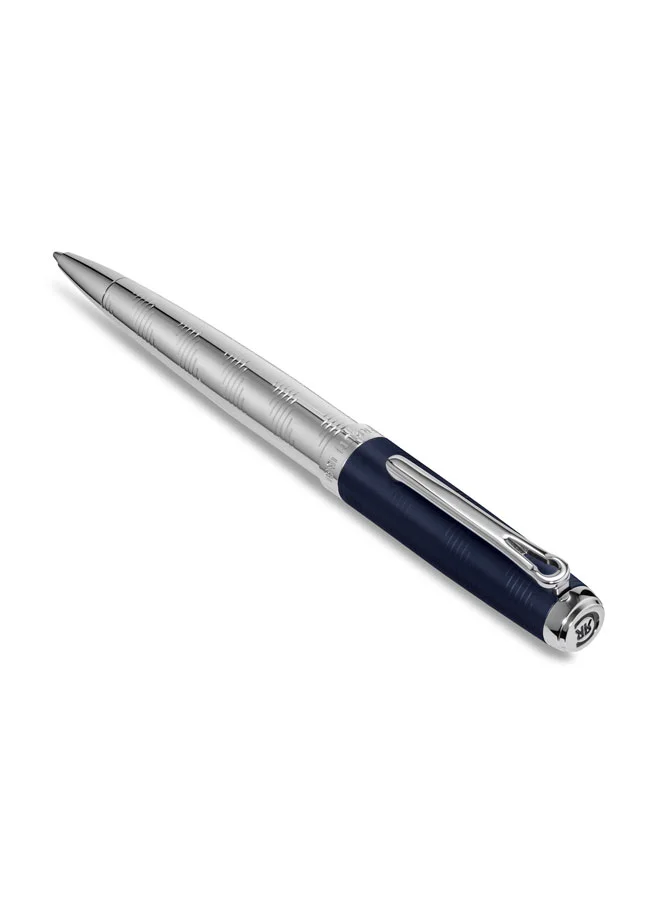 CERRUTI 1881 Ugo Stainless Steel Trims Twist Ballpoint Pen for Men, Blue Ink