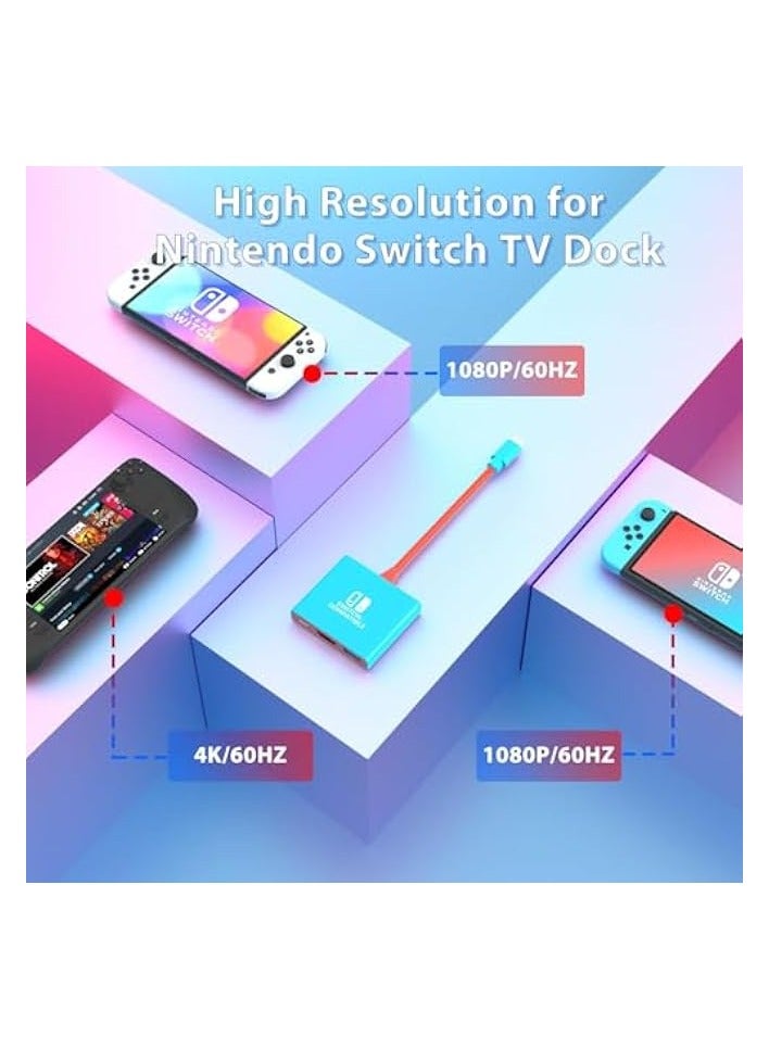 بروماس قاعدة توصيل سويتش لمحطة إرساء نينتندو سويتش، محول تلفزيون محمول يدعم 4K/60 هرتز، وضع قاعدة توصيل التلفزيون المتوافق مع سطح البخار/نينتندو سويتش OLED، قاعدة تبديل للسفر مع منفذ HDMI2.0 USB3.0 - Image 5
