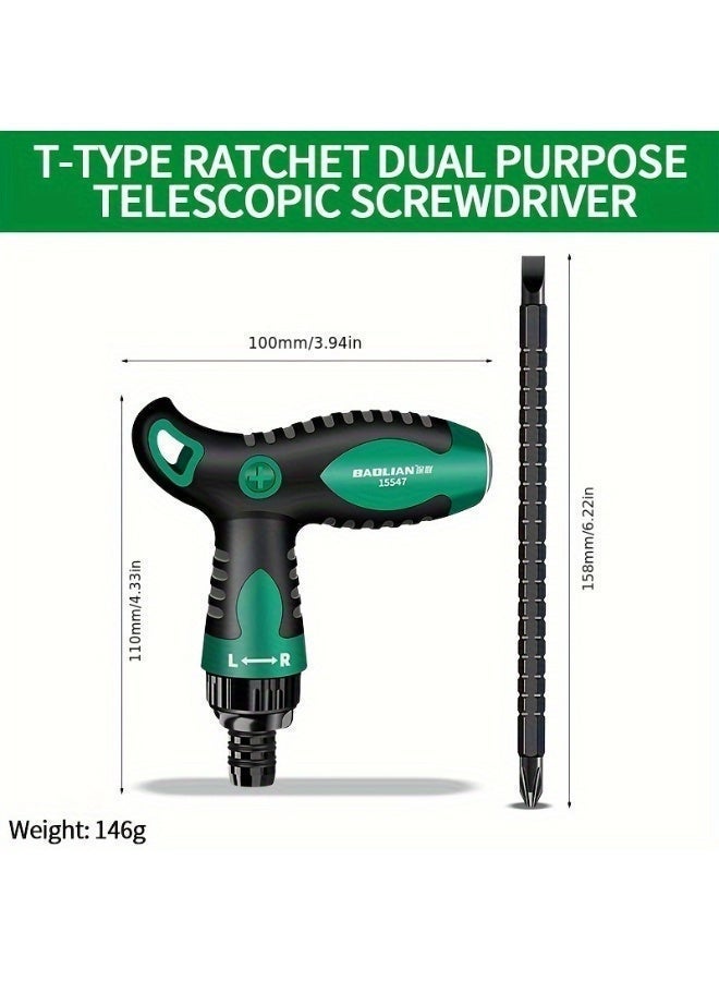 Baolian Versatile T-Handle Ratchet Screwdriver - Dual-Purpose, Strong Magnetic Head for Easy Grip, Ideal for Home Repairs & DIY Projects - Image 3