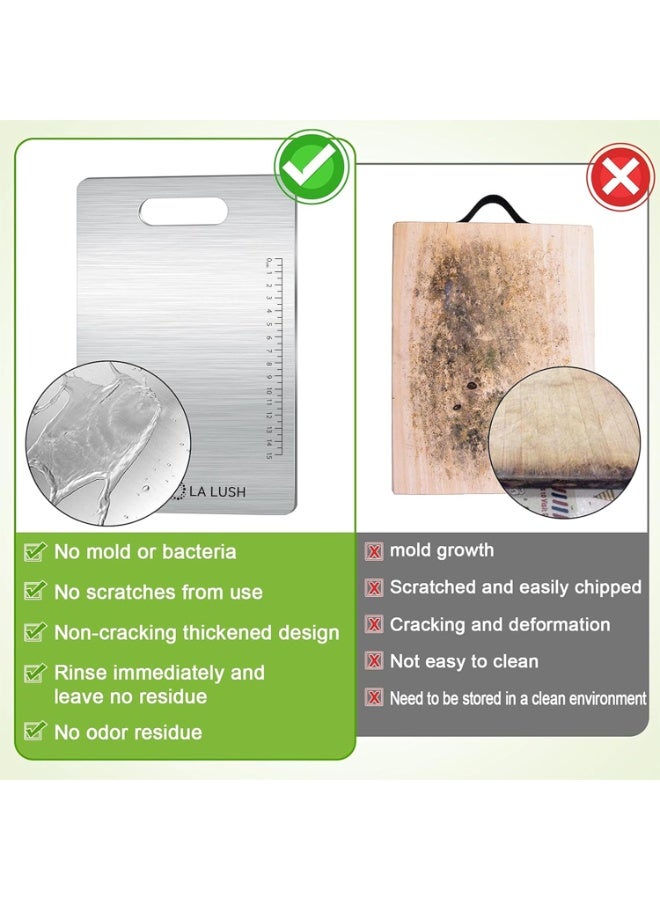 LA LUSH Cutting Board, 316Grade Stainless Steel Chopping Board with built-in scale for Vegetable, Fruit, Meat. Double Sided Medical-grade Hygiene Durable non moldy (34×24) - Image 4