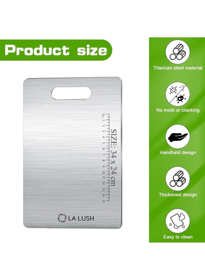 LA LUSH Cutting Board, 316Grade Stainless Steel Chopping Board with built-in scale for Vegetable, Fruit, Meat. Double Sided Medical-grade Hygiene Durable non moldy (34×24) - Image 2