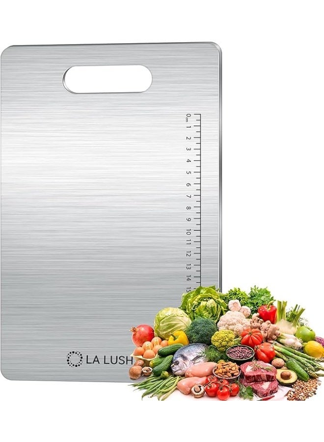 LA LUSH Cutting Board, 316Grade Stainless Steel Chopping Board with built-in scale for Vegetable, Fruit, Meat. Double Sided Medical-grade Hygiene Durable non moldy (34×24) - Image 1