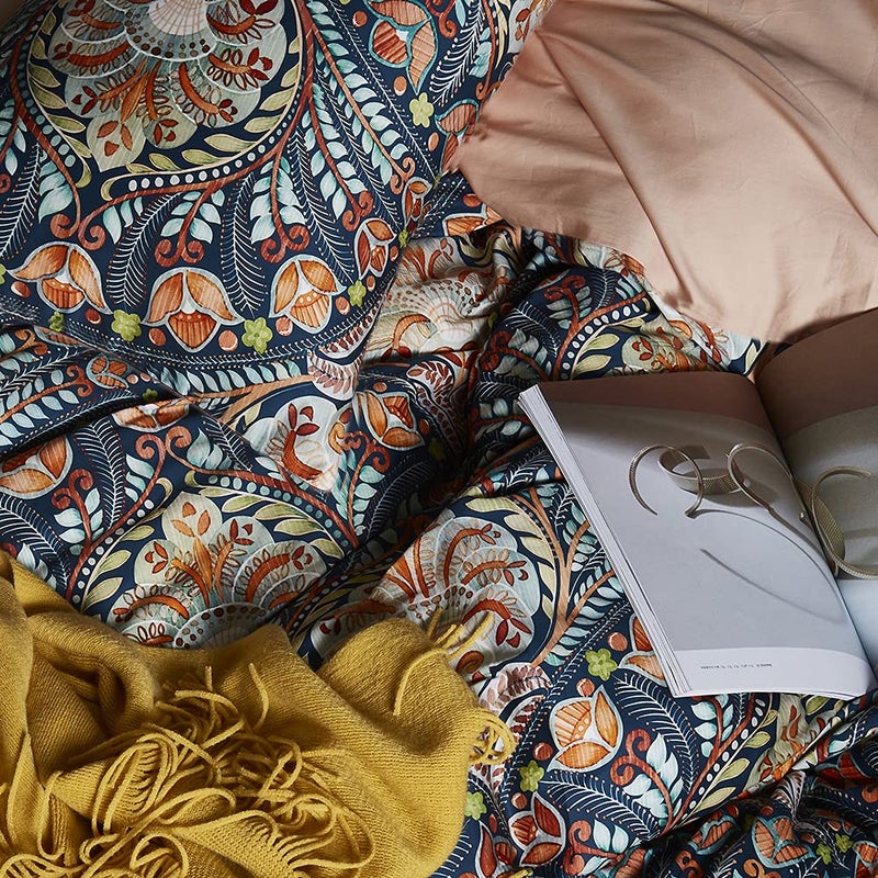 Cupocupa Duvet Cover King Size Set;Boho Floral Pattern King Size Duvet Cover Set - Soft Bedding with Leaf Print Paisley and Pillowcases - Image 4