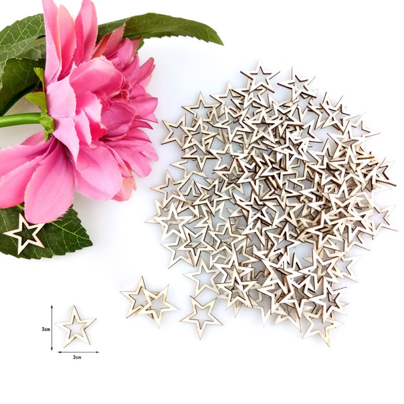 Wood Slices 10mm 20mm 30mm Customizable Hollow Star Pattern - Eco Friendly Plywood Material for Home Room Decoration DIY Crafts Photo Props - Image 5
