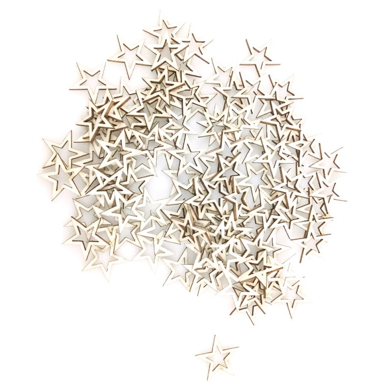 Wood Slices 10mm 20mm 30mm Customizable Hollow Star Pattern - Eco Friendly Plywood Material for Home Room Decoration DIY Crafts Photo Props - Image 1