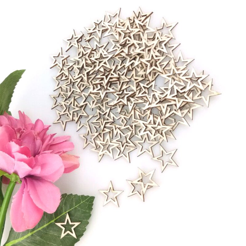Wood Slices 10mm 20mm 30mm Customizable Hollow Star Pattern - Eco Friendly Plywood Material for Home Room Decoration DIY Crafts Photo Props - Image 3