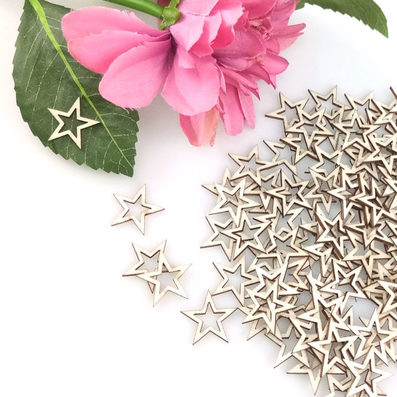 Wood Slices 10mm 20mm 30mm Customizable Hollow Star Pattern - Eco Friendly Plywood Material for Home Room Decoration DIY Crafts Photo Props - Image 4