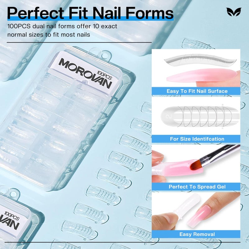 Morovan Nail Slip Solution Kit:â€¯2.5â€¯OZ Antiâ€‘Stick Gel Liquid for PolyGel Nails with Dualâ€‘Ended Brush & Nail Forms Ideal Easy Spread for Beginners - Image 5