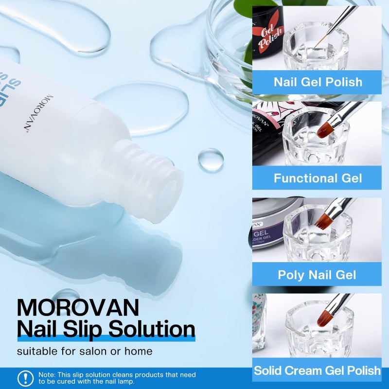 Morovan Nail Slip Solution Kit:â€¯2.5â€¯OZ Antiâ€‘Stick Gel Liquid for PolyGel Nails with Dualâ€‘Ended Brush & Nail Forms Ideal Easy Spread for Beginners - Image 4