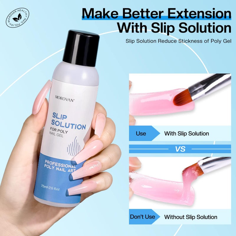 Morovan Nail Slip Solution Kit:â€¯2.5â€¯OZ Antiâ€‘Stick Gel Liquid for PolyGel Nails with Dualâ€‘Ended Brush & Nail Forms Ideal Easy Spread for Beginners - Image 3