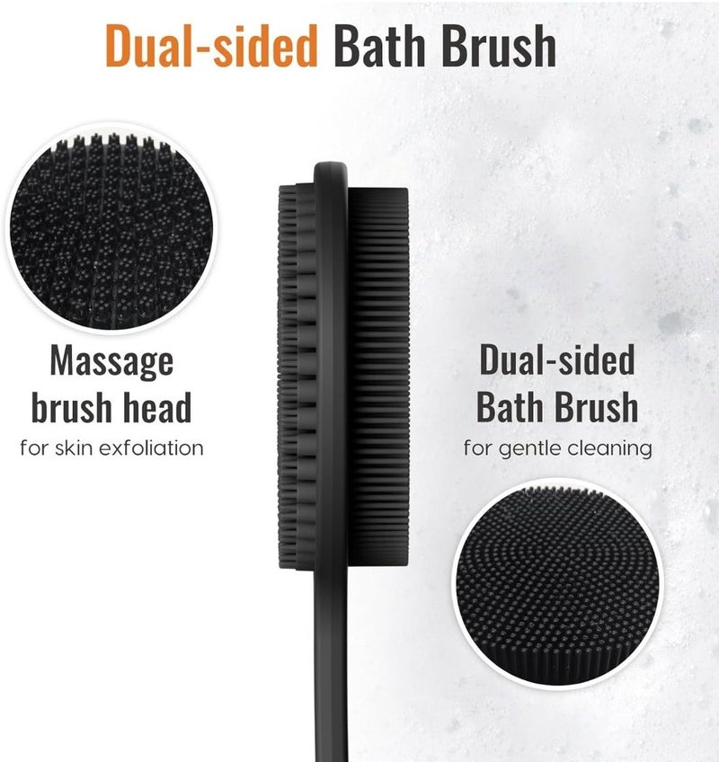 Silicone Back Scrubber for Shower, Long Handle Bath Brush, Soft Body Scrubber Brush for Exfoliating, Shower Massage Brush for Men and Women - Image 5