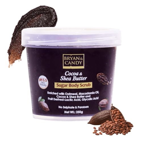 BRYAN  CANDY Bryan & Candy Sugar Body Scrub PH 5.5 For Tan Removal & Exfoliation | For Women & Men | 250g (Cocoa Shea) - Image 1