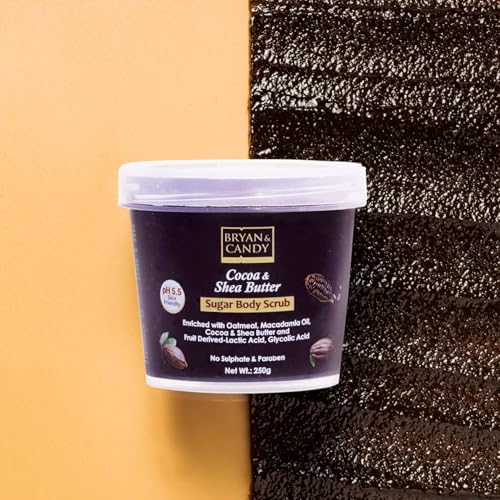 BRYAN  CANDY Bryan & Candy Sugar Body Scrub PH 5.5 For Tan Removal & Exfoliation | For Women & Men | 250g (Cocoa Shea) - Image 2