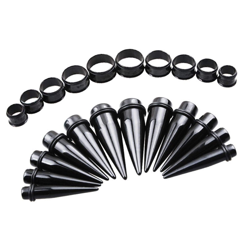 TOPBRIGHT 24PCS UV Acrylic Tapers and Surgical Steel Plugs Ear Gauges Kit Eyelets Stretching Set 00G-20mm - Image 1