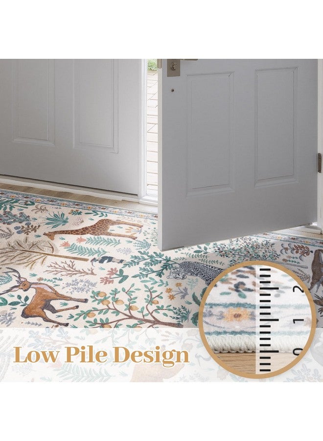 LEEVAN Jungle 5X7 Area Rugs Washable Christmas Beige Living Room Rug Non Slip, Low Pile Bedroom Rug, Abstract Playroom Area Rug Soft Nursery Carpet Dining Room Rug  - Image 4
