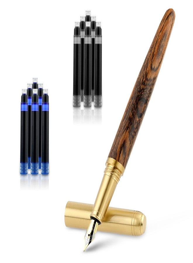 Amaxiu Wooden Fountain Pen, Fine Point, Handcrafted Luxury Pen with 12 Pcs 2.6 mm Ink Cartridges, Vintage Wood Pen for Business, Calligraphy, Gifts - Image 1