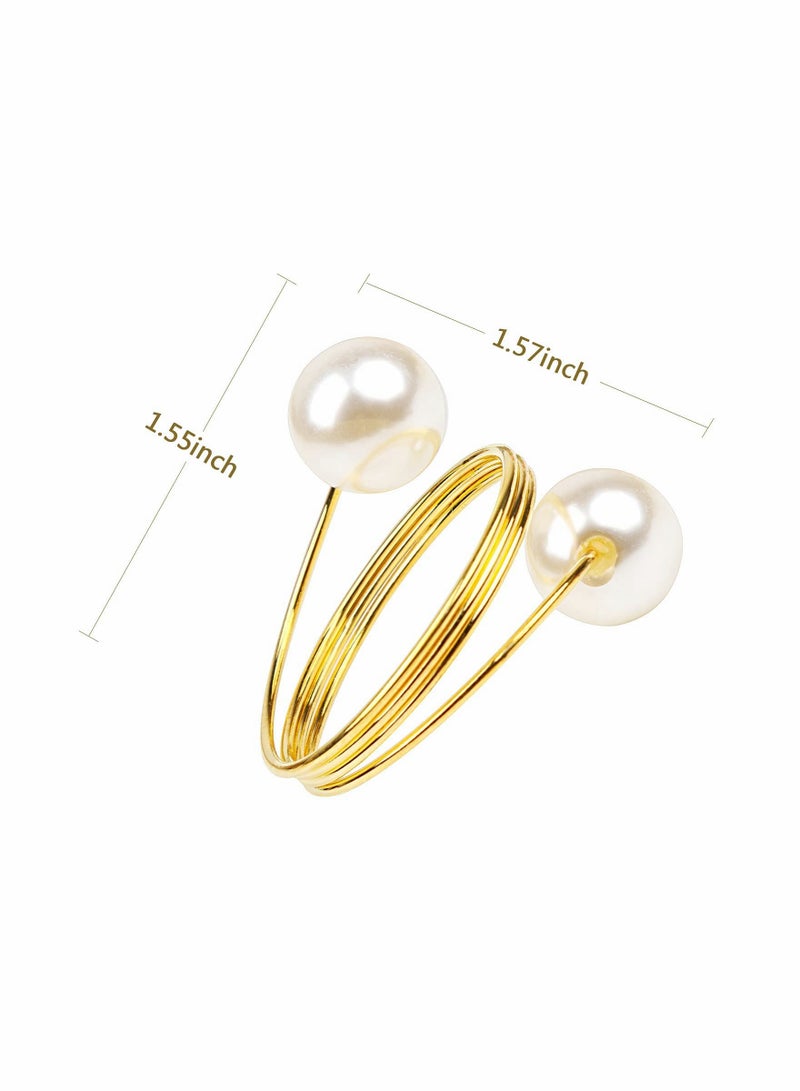 12 Elegant Gold Pearl Napkin Rings Sturdy Metal Holders for Wedding and Dining Table Decor - Image 3