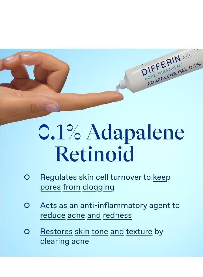 Differin Acne Treatment Gel, 30 Day Supply, Retinoid Treatment for Face with 0.1% Adapalene, Gentle Skin Care for Acne Prone Sensitive Skin, 15g Tube - Image 4