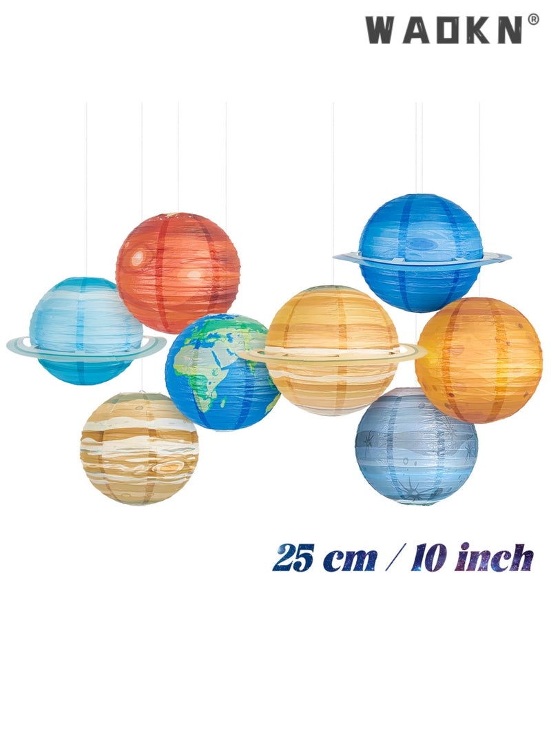 WAOKN 8 Pcs Space Paper Lanterns Planets Lanterns Out of This World Space Lanterns Hanging Planets Lanterns Hanging Solar System Lanterns for Kids Classroom Science Birthday Outer Space Party Decorations  - Image 1
