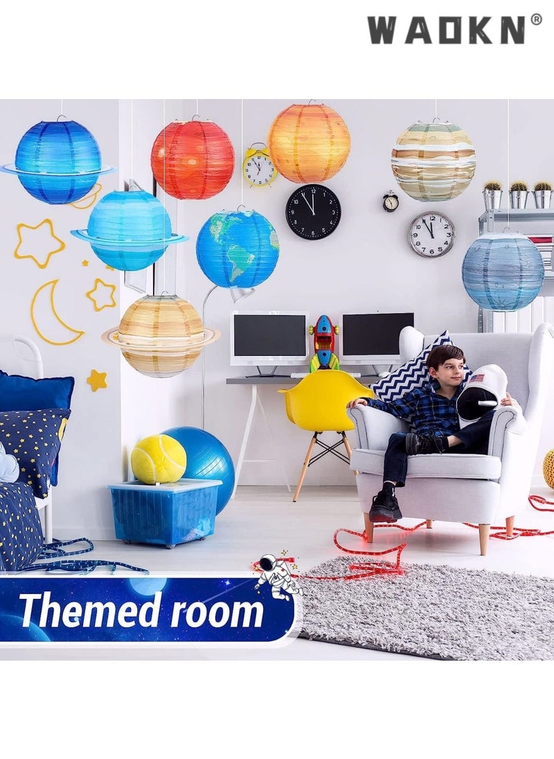 WAOKN 8 Pcs Space Paper Lanterns Planets Lanterns Out of This World Space Lanterns Hanging Planets Lanterns Hanging Solar System Lanterns for Kids Classroom Science Birthday Outer Space Party Decorations  - Image 4