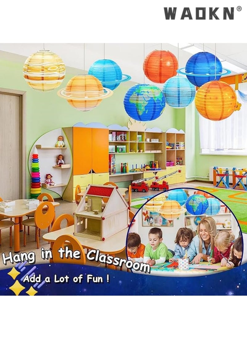 WAOKN 8 Pcs Space Paper Lanterns Planets Lanterns Out of This World Space Lanterns Hanging Planets Lanterns Hanging Solar System Lanterns for Kids Classroom Science Birthday Outer Space Party Decorations  - Image 3