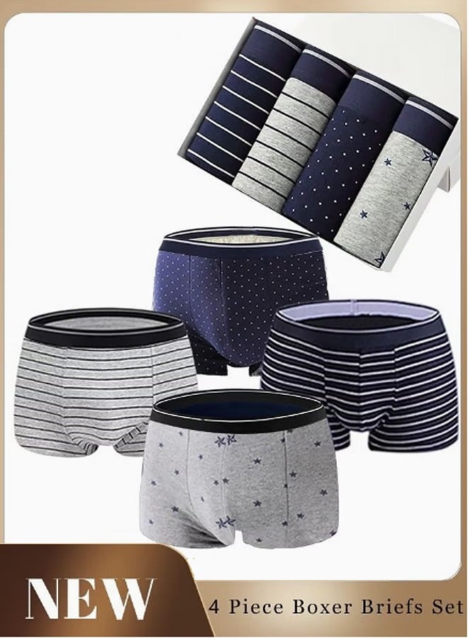 Set of 4 Men's 95% Cotton Boxer Shorts Breathable Soft Underwear Summer High Stretch Seamless Underwear  - Image 1