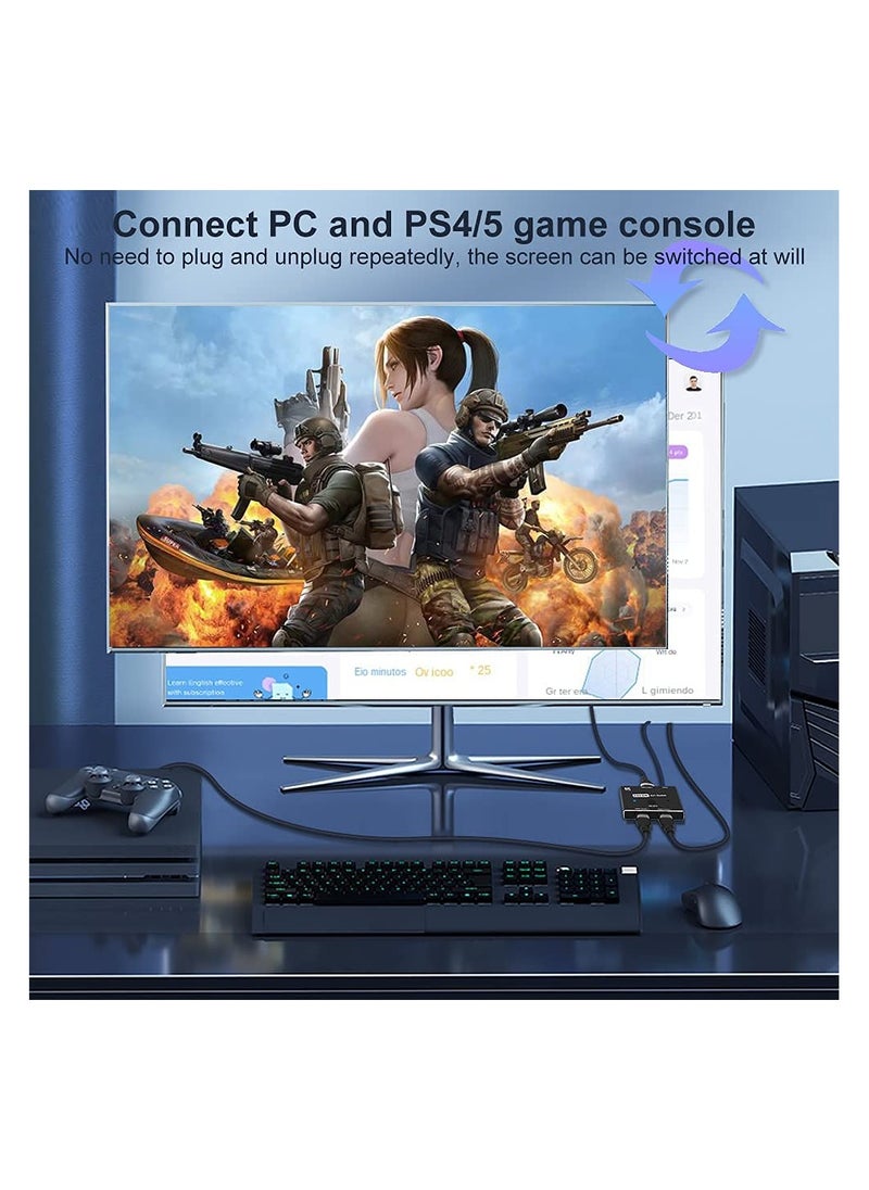 SYOSI - HDMI 2.1 Switch, HDMI Switcher 2 In 1 Out or 1 In 2 Out, 8K HDMI Splitter Bi-Direction, 8K HDMI Box Supports Ultra HD 8K@60Hz, 4K@120Hz, High Speed 48Gbps, HDCP2.3, HDR10 for TV/PS5/Xbox/Monitors - Image 1