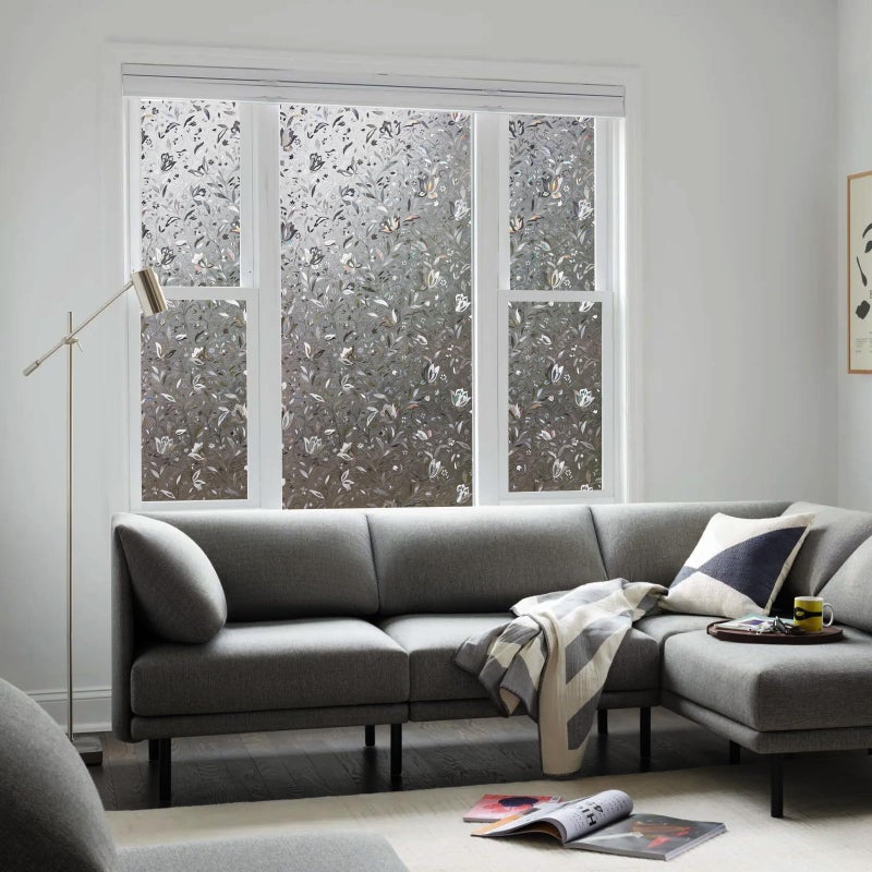 LEMON CLOUD Window Film, Decorative Window Privacy Film, Window Film Privacy Static Cling Frosted, Anti-UV Sun Blocker Heat Control for Home(Grayish Black, 17.5 x 78.7 inches) - Image 3