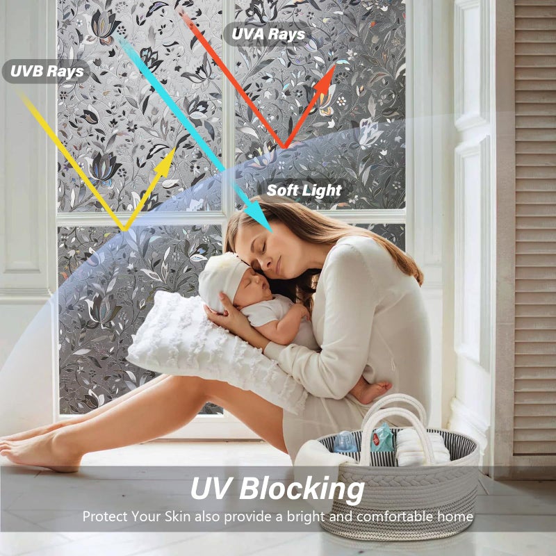 LEMON CLOUD Window Film, Decorative Window Privacy Film, Window Film Privacy Static Cling Frosted, Anti-UV Sun Blocker Heat Control for Home(Grayish Black, 17.5 x 78.7 inches) - Image 2