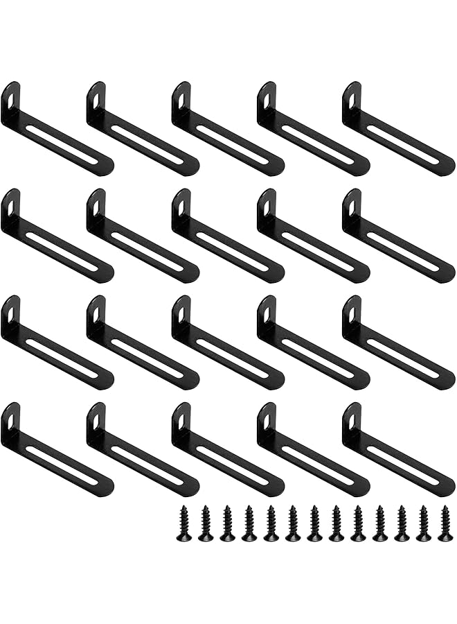 The Bros Adjustable Right Angle Brackets Metal L Bracke, Heavy Duty 90 Degree Corner Fastener Brace Support, with 40Pcs Screws, Joint Angle Bracket for Hanging Support, for Wood Furniture Shelves (20 Pairs)  - Image 1