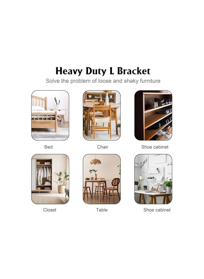 The Bros Adjustable Right Angle Brackets Metal L Bracke, Heavy Duty 90 Degree Corner Fastener Brace Support, with 40Pcs Screws, Joint Angle Bracket for Hanging Support, for Wood Furniture Shelves (20 Pairs)  - Image 4