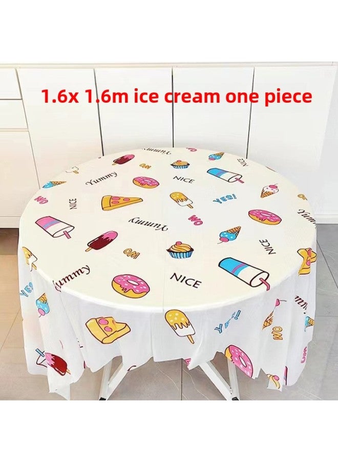 Direct Disposable Tablecloth Ins Internet Celebrity Fresh Printed Dining Cloth Hotel Waterproof Square Tablecloth-Color:1.6 M * 1.6 M Ice Cream - Image 1