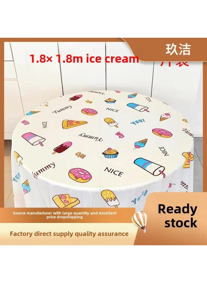 Direct Disposable Tablecloth Ins Internet Celebrity Fresh Printed Dining Cloth Hotel Waterproof Square Tablecloth-Color:1.6 M * 1.6 M Ice Cream - Image 2