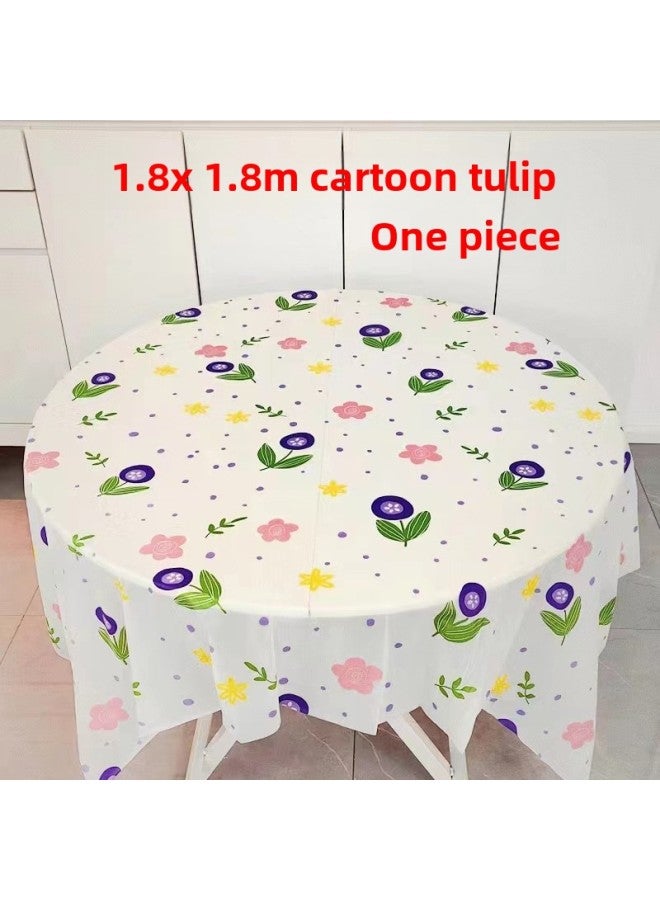 Direct Disposable Tablecloth Ins Internet Celebrity Fresh Printed Dining Cloth Hotel Waterproof Square Tablecloth-Color:1.6 M * 1.6 M Ice Cream - Image 4