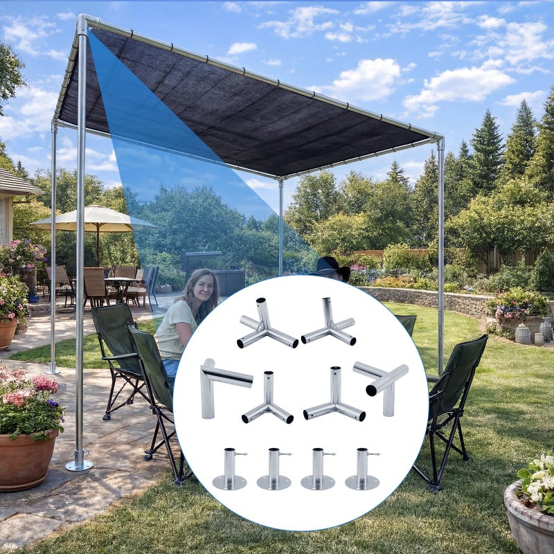 Frienda 8-Leg Lean-to Canopy Fittings, Lean to Carport Frame Connectors Kit DIY Project for Slant Roof Carport, Shed, Gazebo, Greenhouse, Shelter Deck, Pipes Not Included (1-3/8 Id,16 Pcs) - Image 4