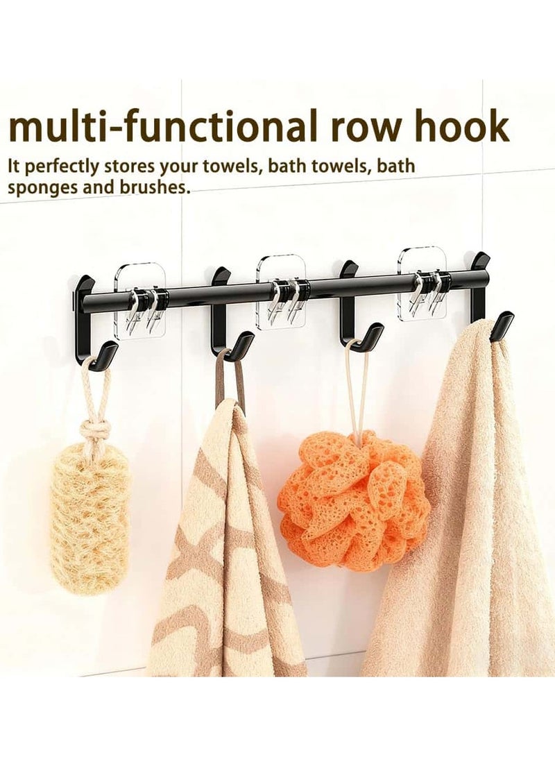 Anmi Shower Caddy Organiser Set, 6-Piece Wall Mount Storage with Shelves, 12 Hooks, Soap Holder, Black - Image 2