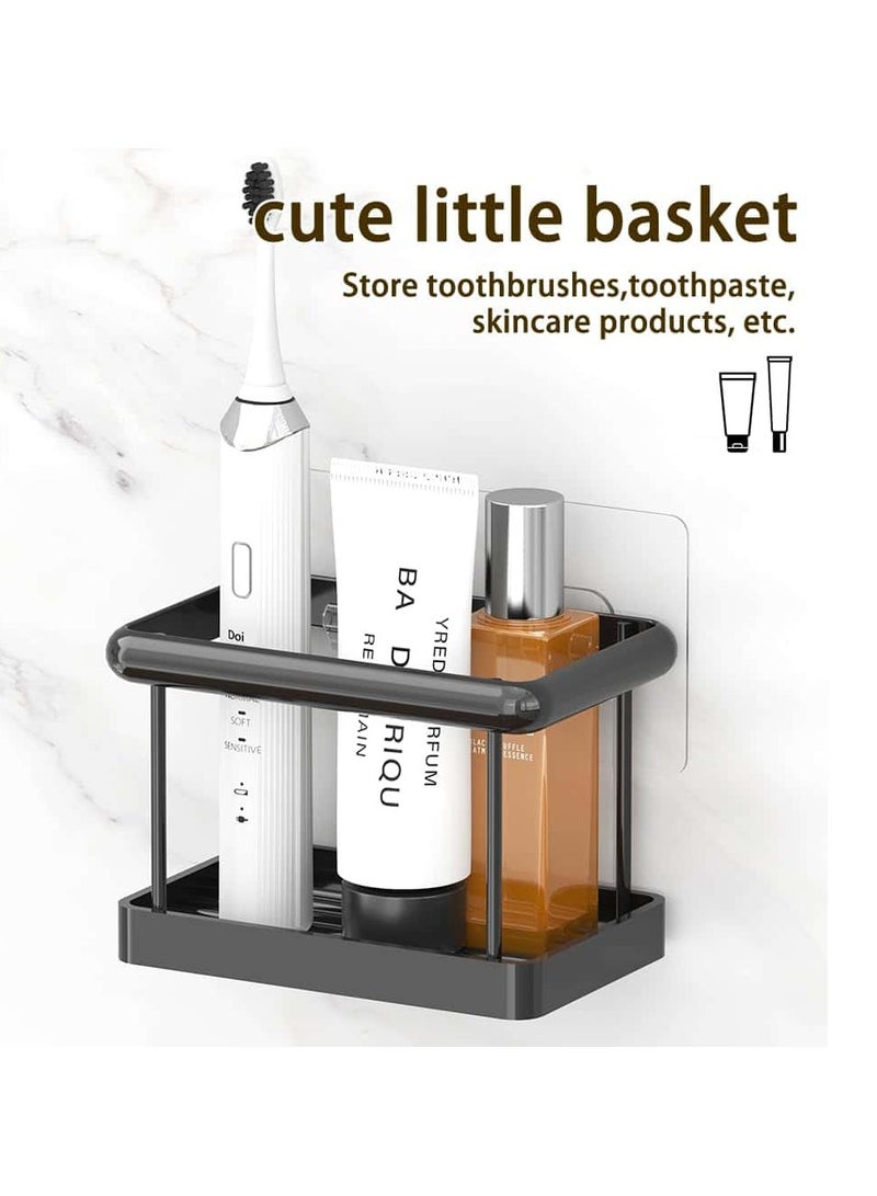 Anmi Shower Caddy Organiser Set, 6-Piece Wall Mount Storage with Shelves, 12 Hooks, Soap Holder, Black - Image 4