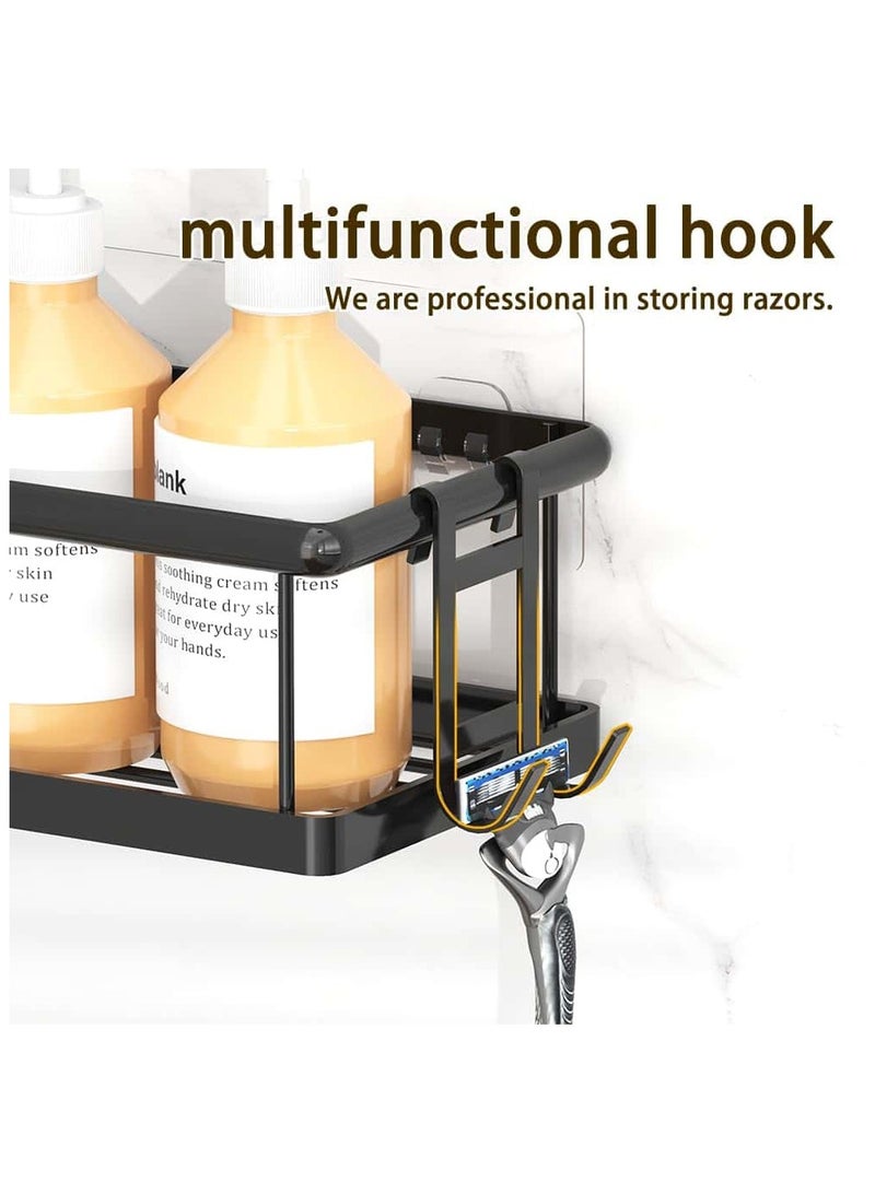 Anmi Shower Caddy Organiser Set, 6-Piece Wall Mount Storage with Shelves, 12 Hooks, Soap Holder, Black - Image 5