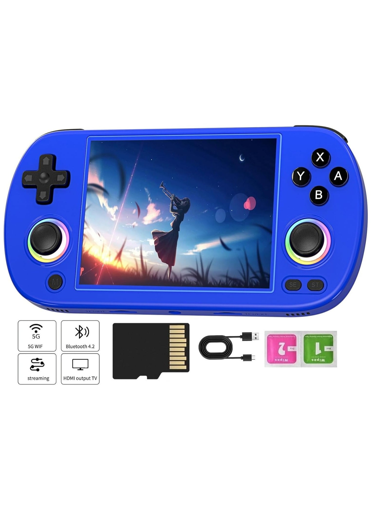 RG40XX H Retro Handheld Game Console, 4.0 Inch IPS Screen Linux System Built-in 64G TF Card 5488 Games Support HDMI TV Output 5G WIFI Bluetooth 4.2 