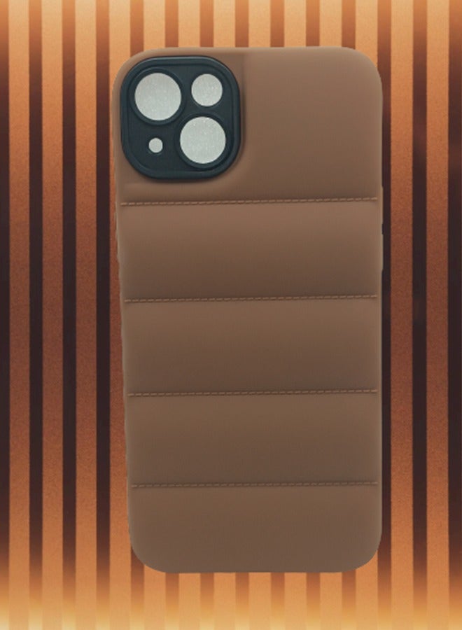 VR CREATIVE Brown Puffer Jacket Case (Matte) for Apple iPhone 14 - Image 3