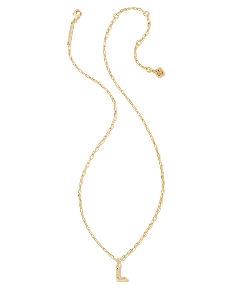 Kendra Scott Crystal Letter L Short Pendant Necklace, 14k Gold-Plated Brass, Fashion Jewelry for Women - Image 2