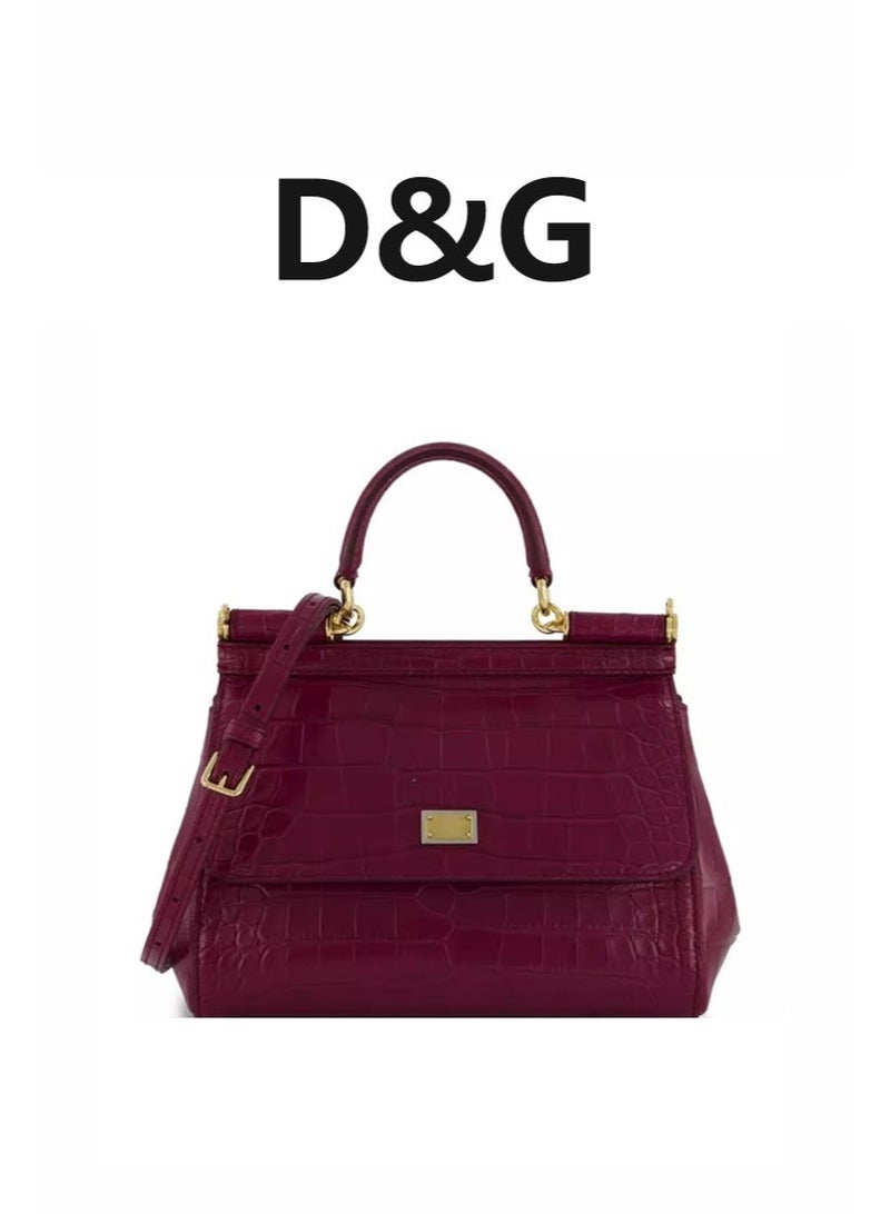 D&G DG BAG handbag, a luxurious women's handbag suitable for evening and formal occasions, paired with DG gold hardware logo and crocodile pattern - Image 1