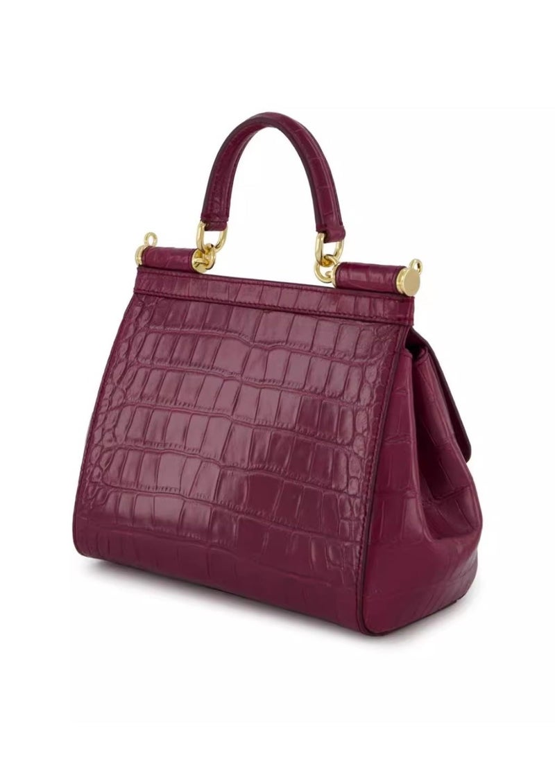 D&G DG BAG handbag, a luxurious women's handbag suitable for evening and formal occasions, paired with DG gold hardware logo and crocodile pattern - Image 3