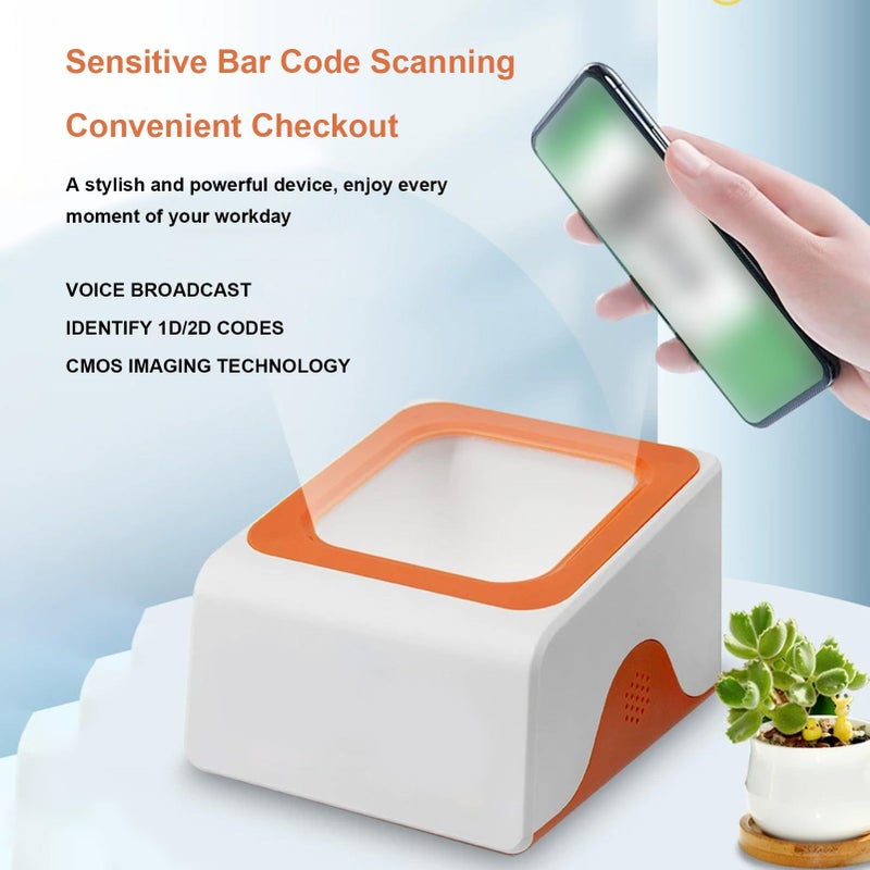 Desktop Barcode Scanner With Voice Prompt Auto Induction Light USB RS232 - Image 3