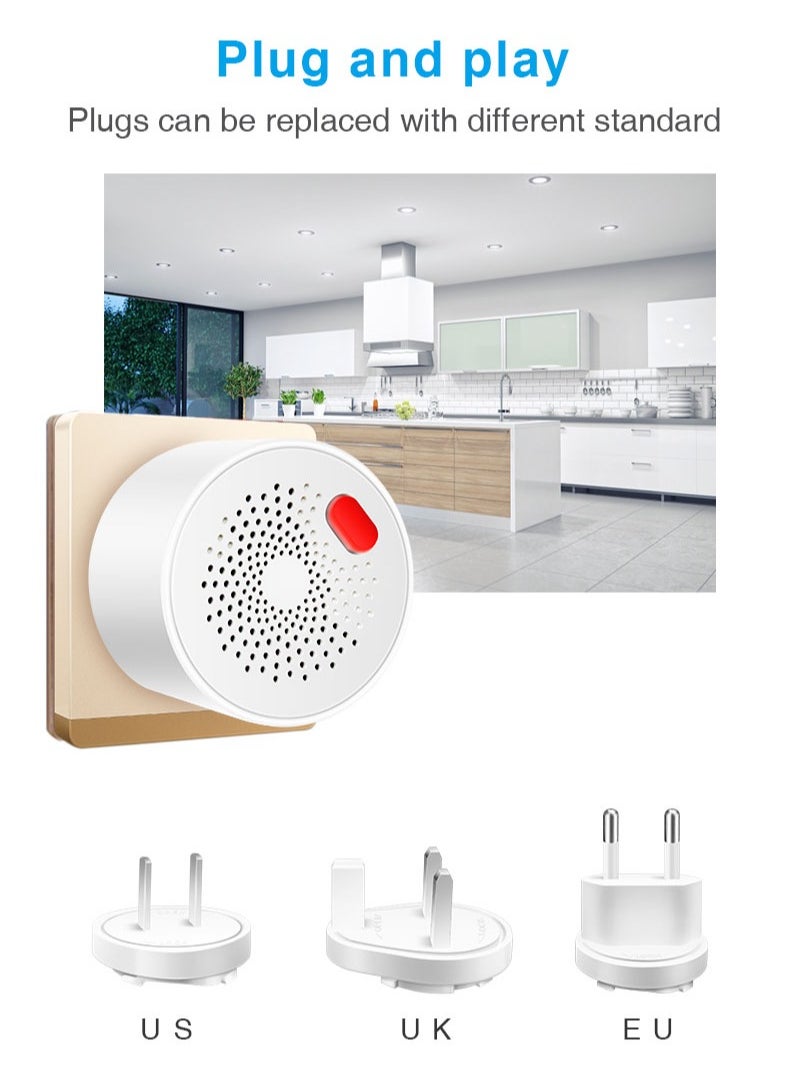 igeekwell - Smart TUYA WiFi Gas Detector (Natural Gas, Propane, and Other Flammable Gases), Loud 70dB Alarm, Phone Notifications, No Hub Required, Reliable Sensor, Modern White Status LED,With UK PLUG - Image 1