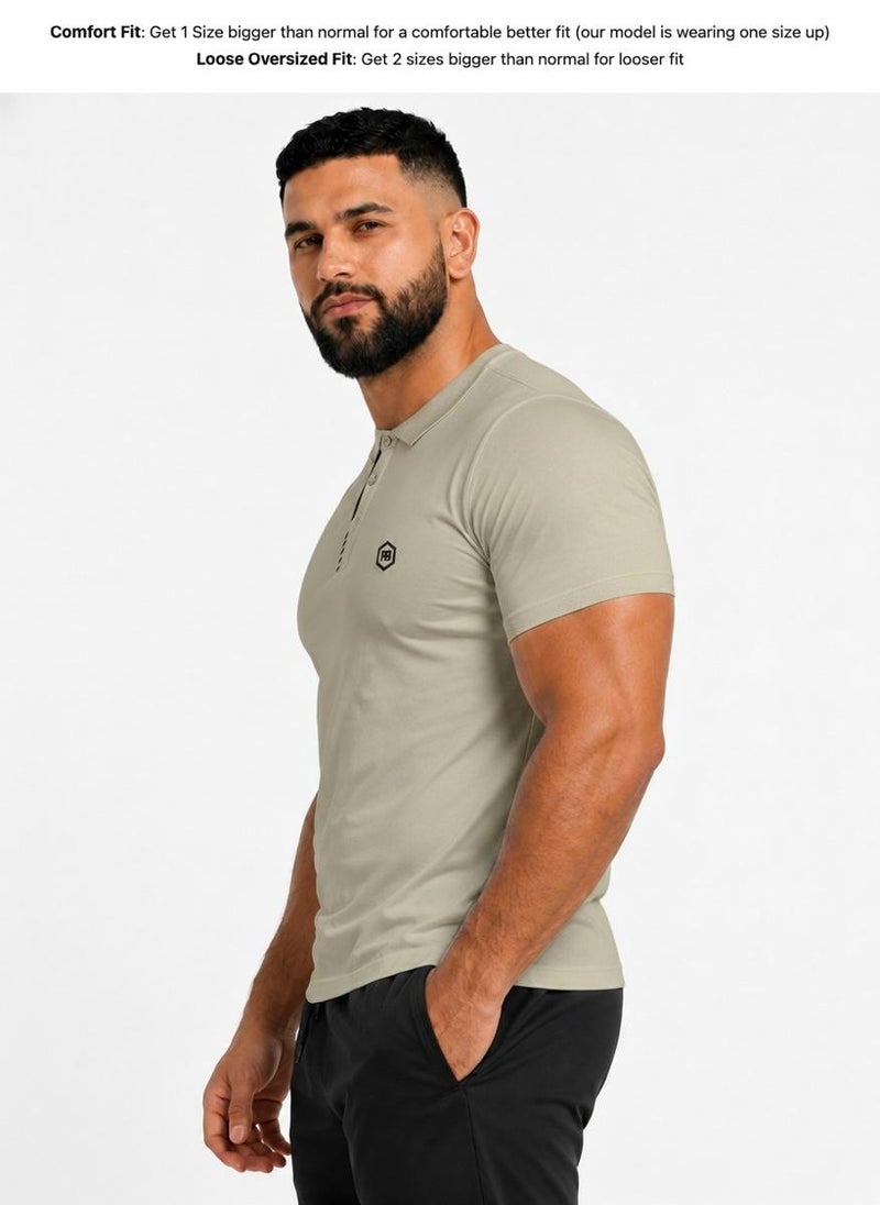 بريما إيس رجالي Polo الهواء الطلق والنشاط لاكشري Khaki Green - Image 3
