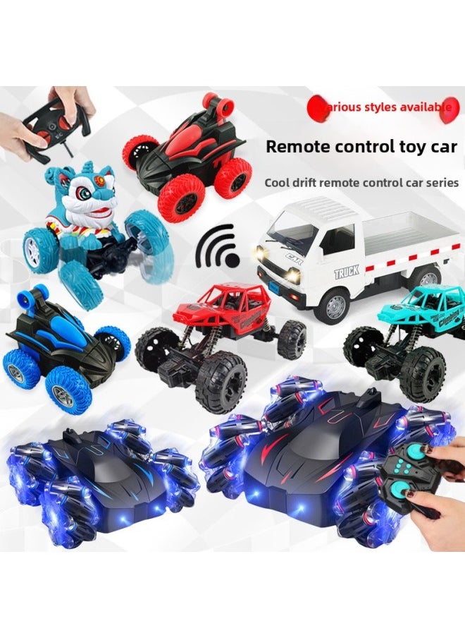 Generic Four-way Wireless Remote Control Electric Racing Children's Handle Remote Control Toy Luminous Outdoor Model Wholesale-Color:[2.4g Remote Control-charging Pad] Hair Surface Light Wheel Red-double Stunt Car (chinese Color Box) 560g  - Image 2