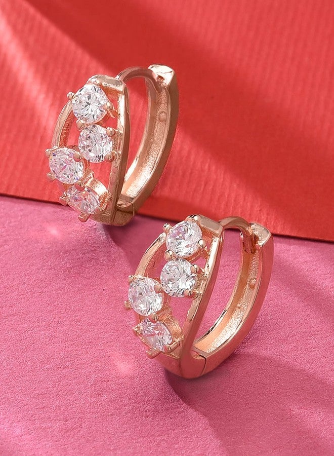 Ami Rose Gold Contemporary Dazzling Cubic Zirconia Hoop Earring For Women-ZPFK20009 - Image 2