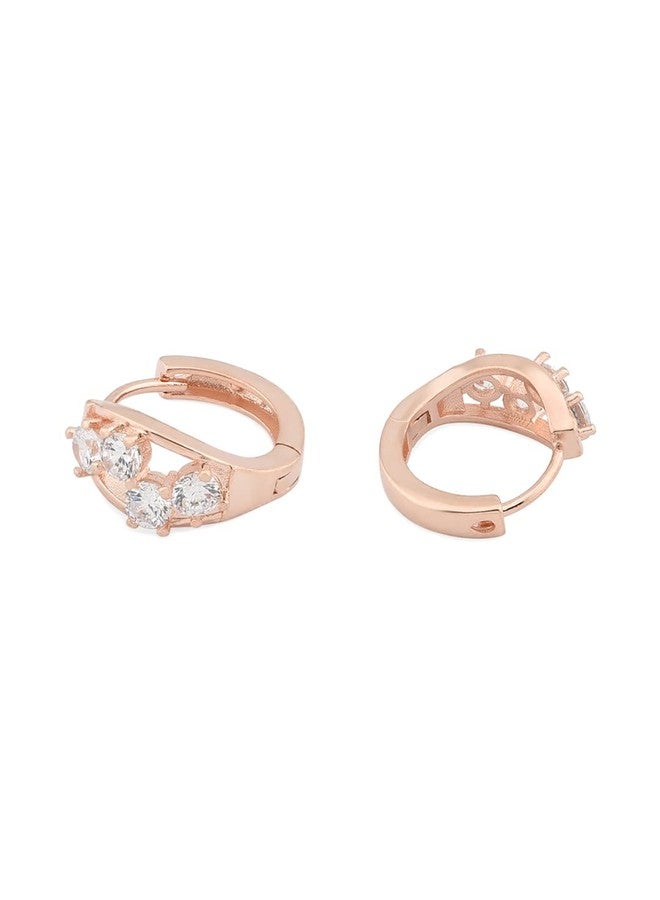 Ami Rose Gold Contemporary Dazzling Cubic Zirconia Hoop Earring For Women-ZPFK20009 - Image 5
